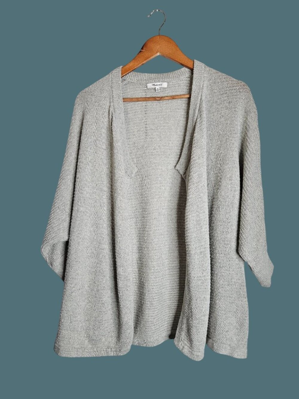 Madewell Women's Gray Open Front Cardigan Sweater XS Soft Knit OVERSIZED